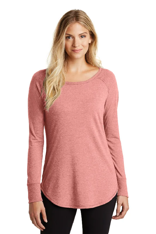 District Womens Perfect Tri Long Sleeve Crewneck T-Shirt - Blush Pink Frost