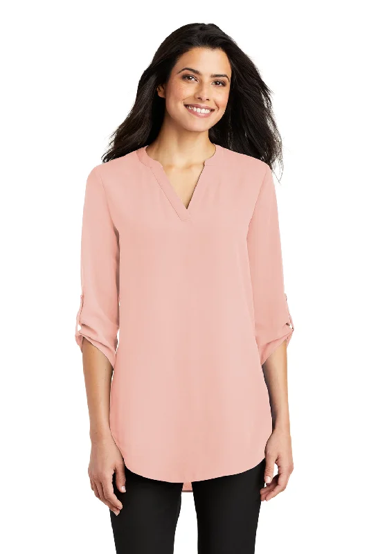 Port Authority Womens 3/4 Sleeve V-Neck T-Shirt - Rose Quartz Pink