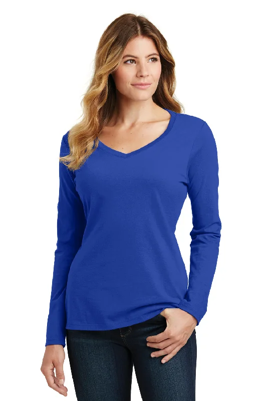 Port & Company Womens Fan Favorite Long Sleeve V-Neck T-Shirt - True Royal Blue