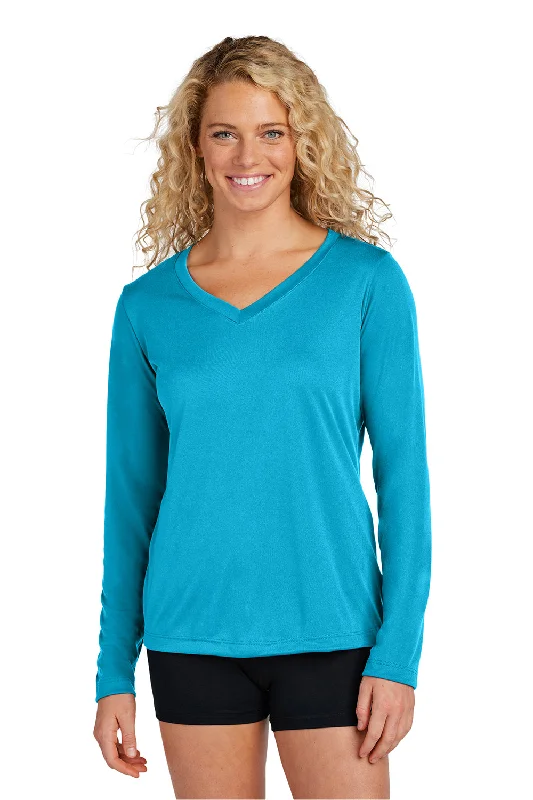 Sport-Tek Womens Competitor Moisture Wicking Long Sleeve V-Neck T-Shirt - Atomic Blue