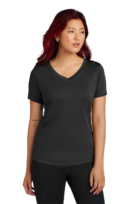 Sport-Tek Womens Competitor Moisture Wicking Short Sleeve V-Neck T-Shirt - Black