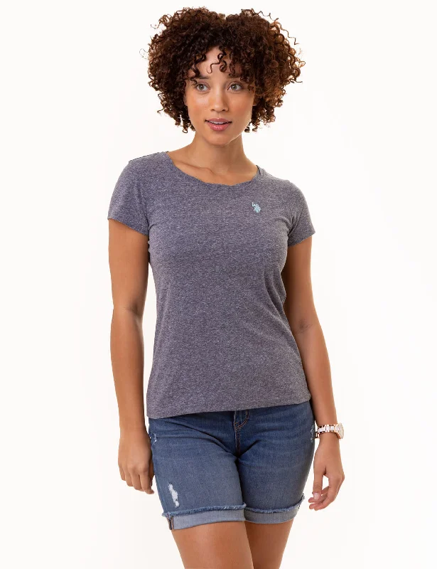 TWIST NECK SNOW YARN T-SHIRT