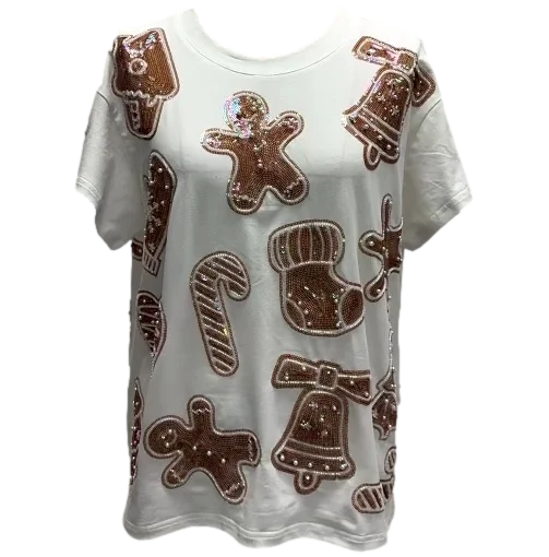 White Frosted Christmas Cookie Oversized Tee