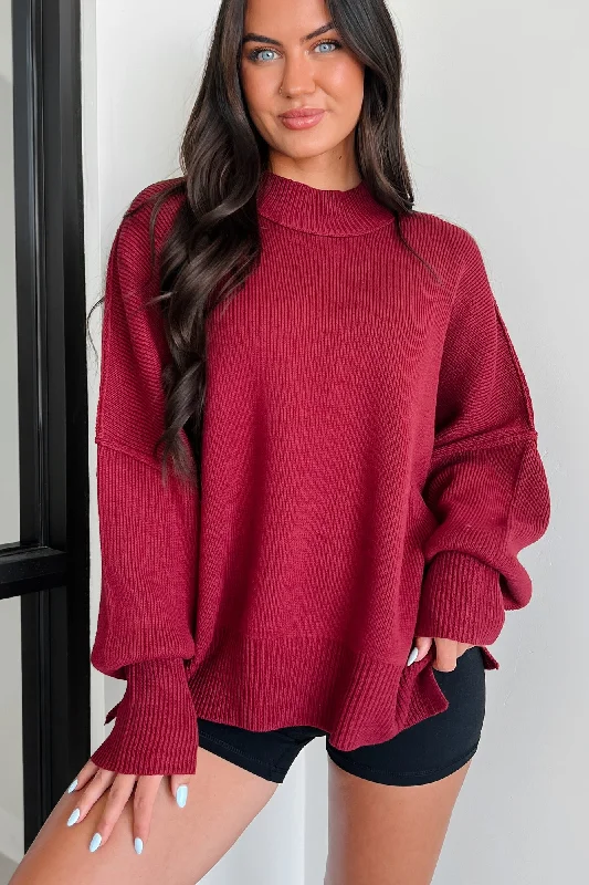 Auden Oversized Zenana Sweater (Cabernet)