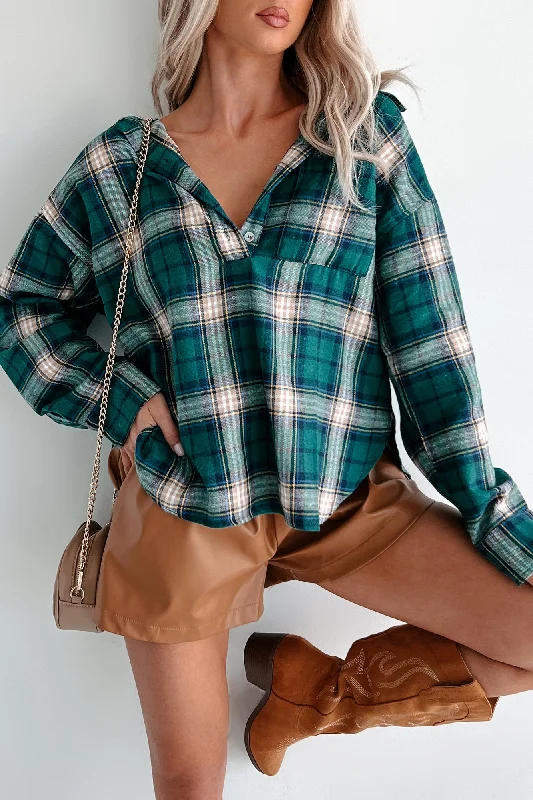 Blanchard Oversized Plaid Pullover Shirt (Green)