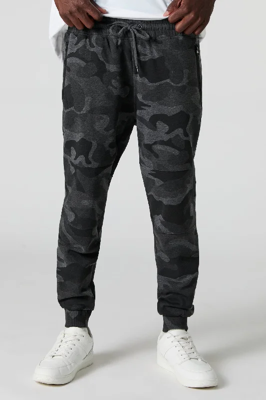 Drawstring Zipper Pocket Fleece Jogger