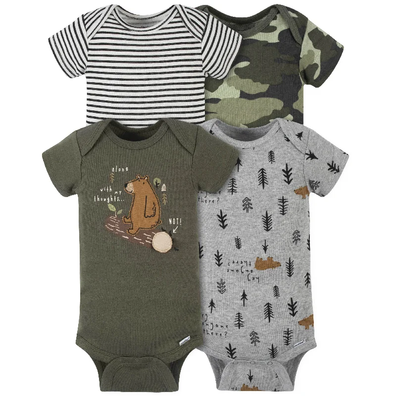 4-Pack Baby Boys Bear Short Sleeve Onesies® Bodysuits