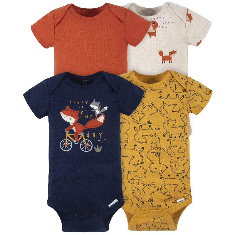 4-Pack Baby Boys Fox Short Sleeve Onesies® Bodysuits