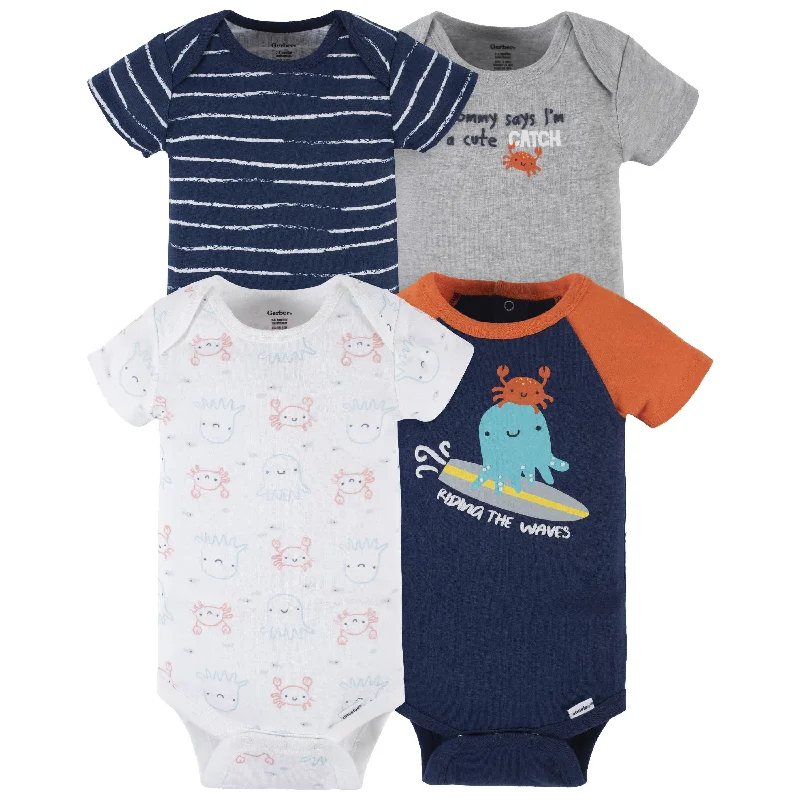 4-Pack Baby Boys Sea Friends Short Sleeve Onesies® Bodysuits