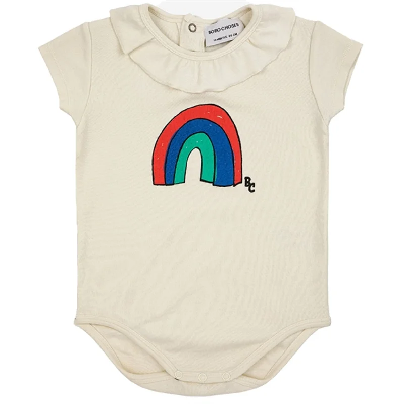 Bobo Choses Baby Rainbow Ruffle Collar Body Short Sleeve Offwhite