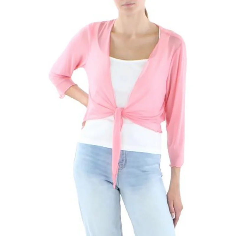 Connected Apparel Womens Plus Mesh Tie Front Bolero