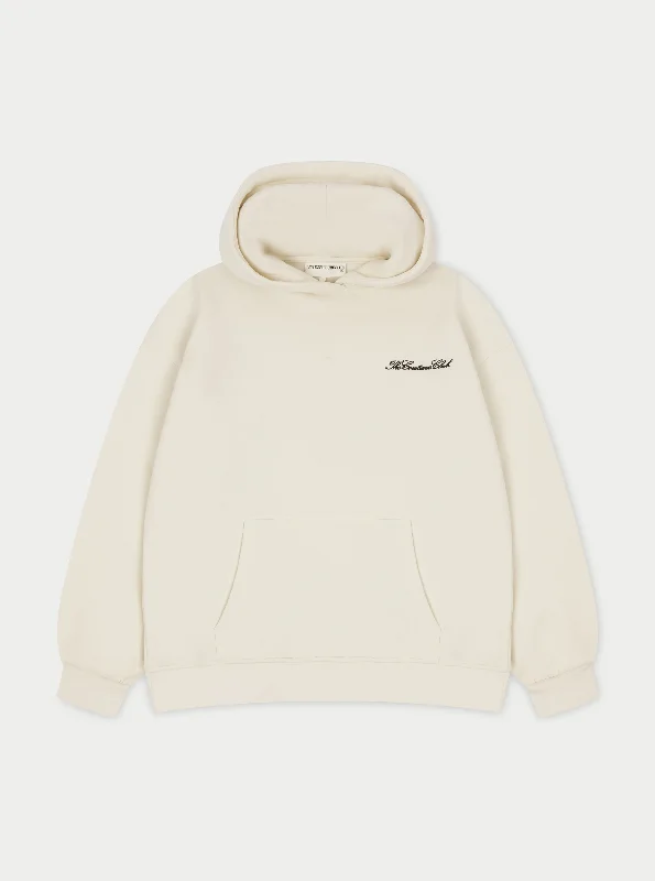 COUTURE SCRIPT PUFF SLEEVE HOODIE - OFF WHITE