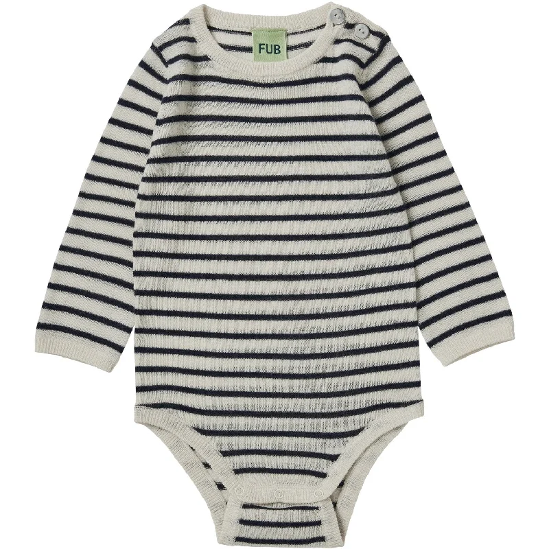 FUB Ecru/Dark Navy Baby Bodysuit Ls