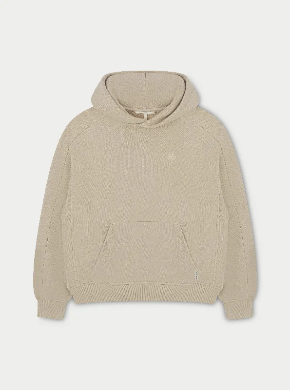 LAUNDERED CLASSICS SEAM DETAIL HOODIE - BEIGE