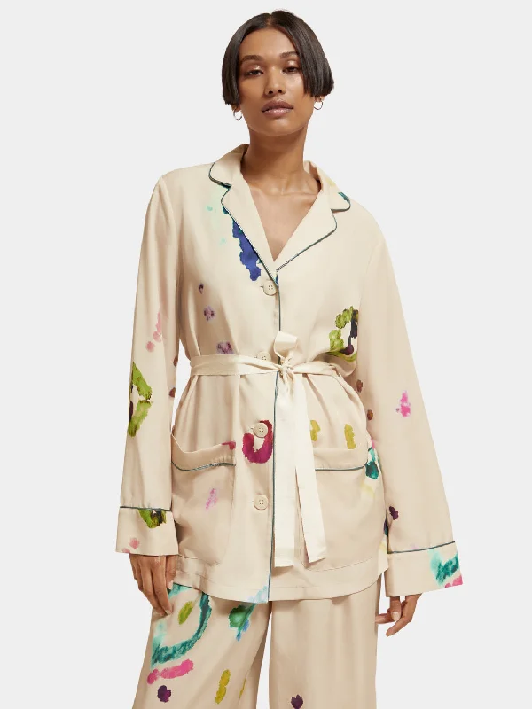 Printed loose-fit pyjama blazer