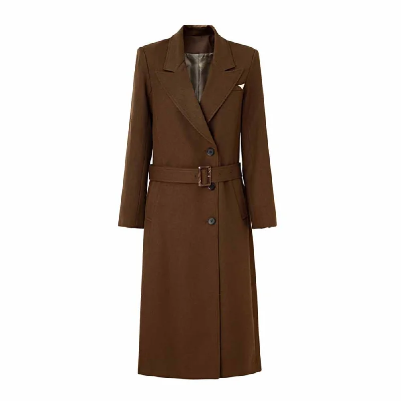 Women's lassic Coat Long Windbreaker Coat Single Breasted Belted Coat