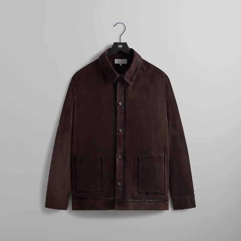 Kith Ladder Stitch Suede Boxy Collared Overshirt - Incognito