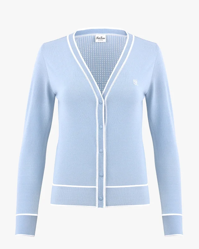 Punching detail summer cardigan - Blue