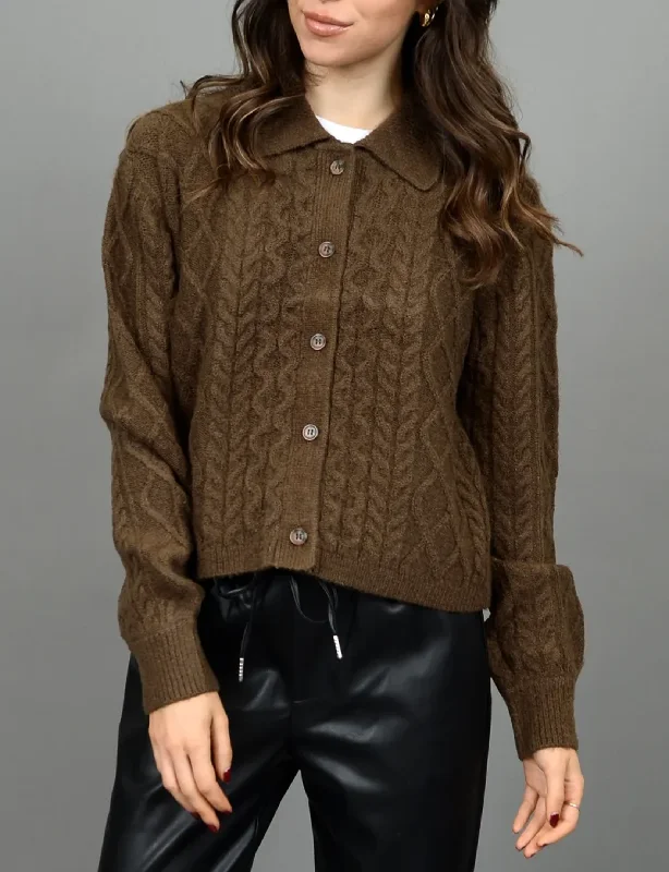 Colette LS Cardigan, Sepia