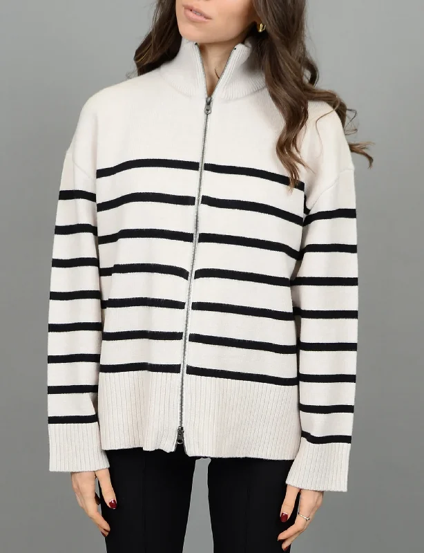 Dalilah LS Mock Neck Cardigan, Oatmeal/Black