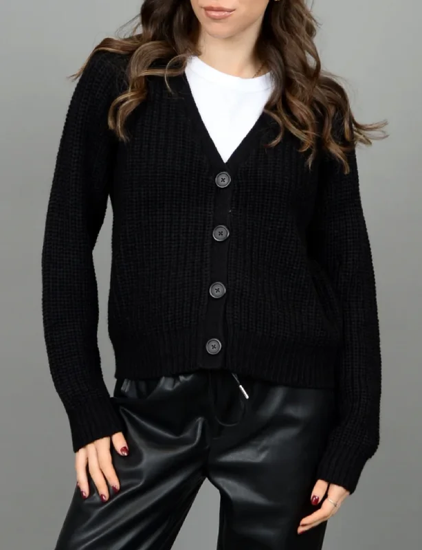 Nadeera LS V-Neck Cardigan, Black