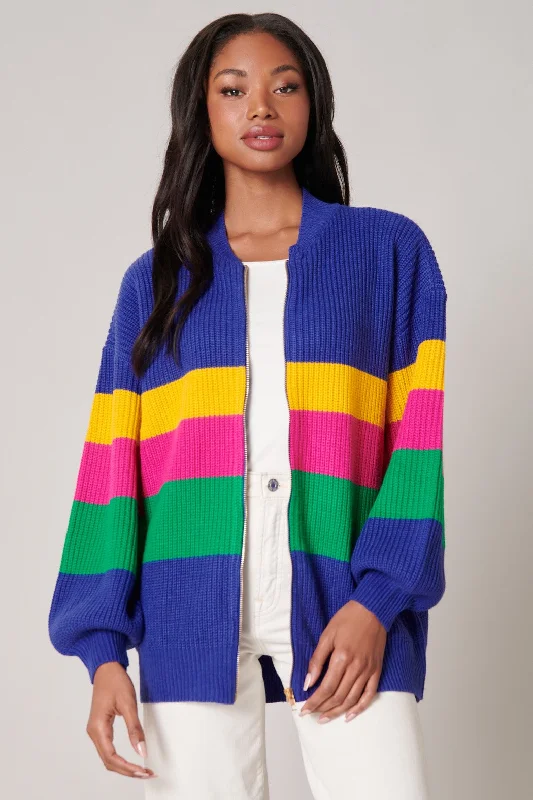 Starlight Color Block Zip Up Cardigan