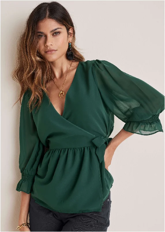 Wrap Tie Blouse - Aventurine