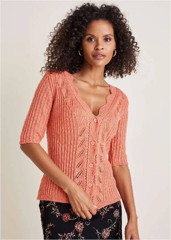 Crochet Cardigan - Burnt Coral