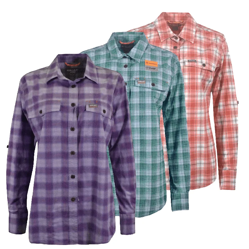 Ariat Women's Shirt Plaid Rebar Long Sleeve