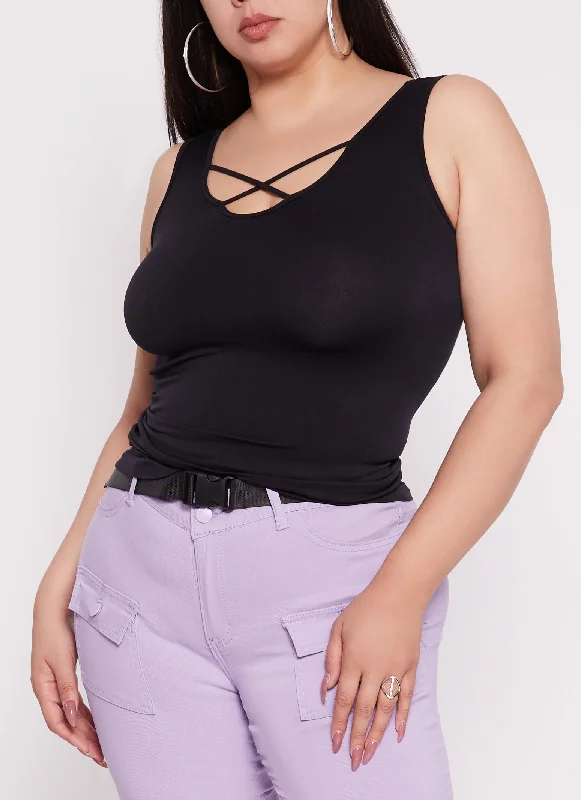 Plus Size Criss Cross Tank Top