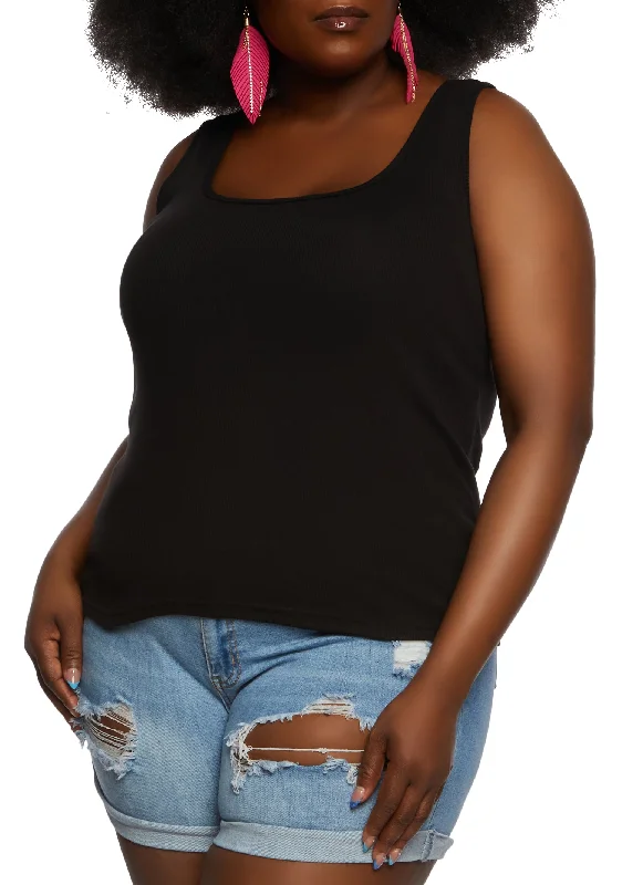 Plus Size Rib Knit Racerback Tank Top