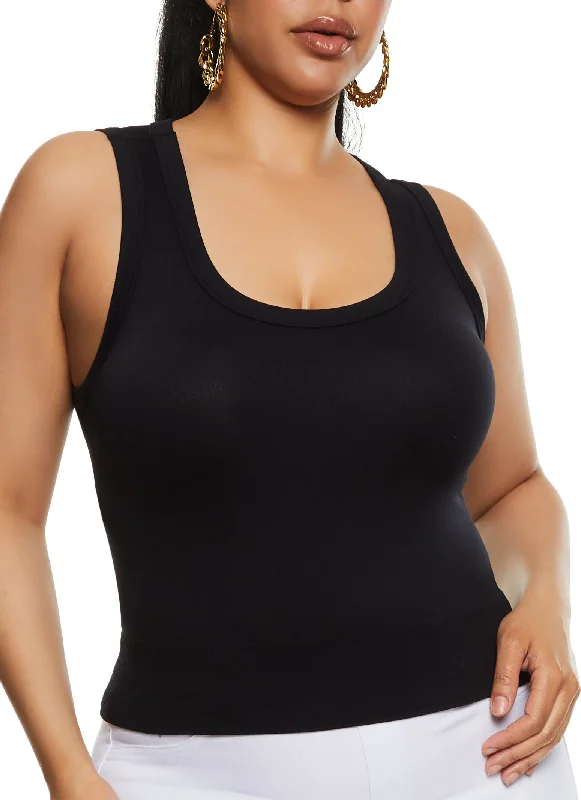 Plus Size Seamless Scoop Neck Tank Top