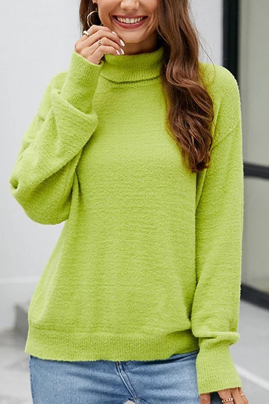 WOMEN BASIC ROLL HIGH NECK PULLOVER SWEATER