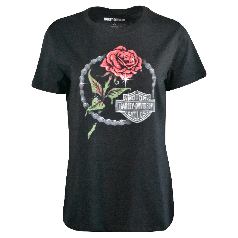 Branded  Women's T-Shirt Forever Moto Club Rose Thorn Short Sleeve (S05)