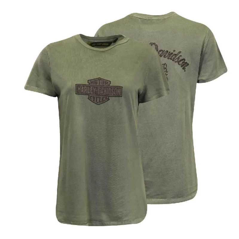 Branded  Women's T-Shirt Olive Green Embroidered Official Logo S/S (S36)