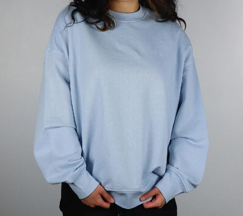 Levi's Women's Oversized Pastel Blue L/S Crewneck Sweater