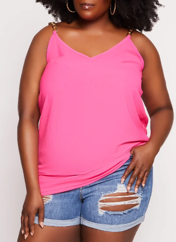 Plus Size Basic Chain Strap Cami