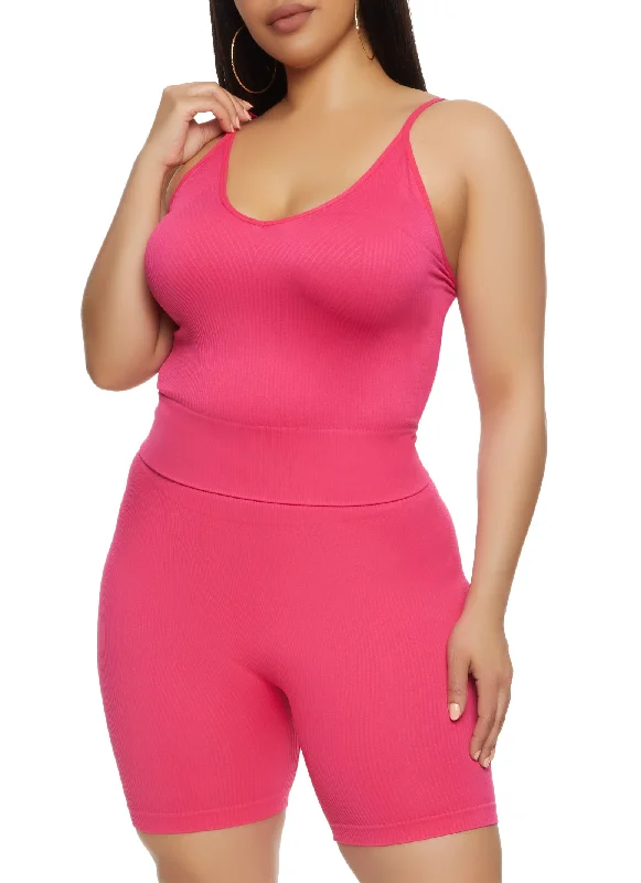 Plus Size Rib Knit Seamless Cami Top