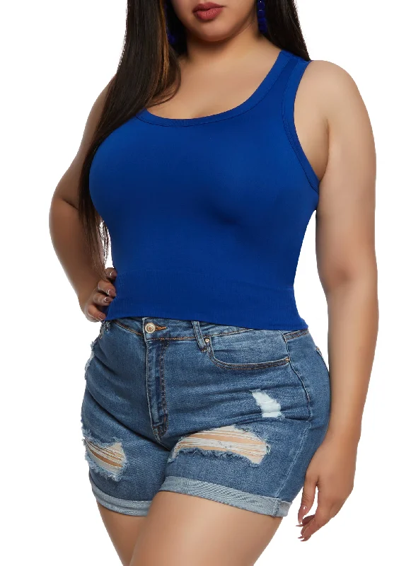 Plus Size Seamless Scoop Neck Tank Top