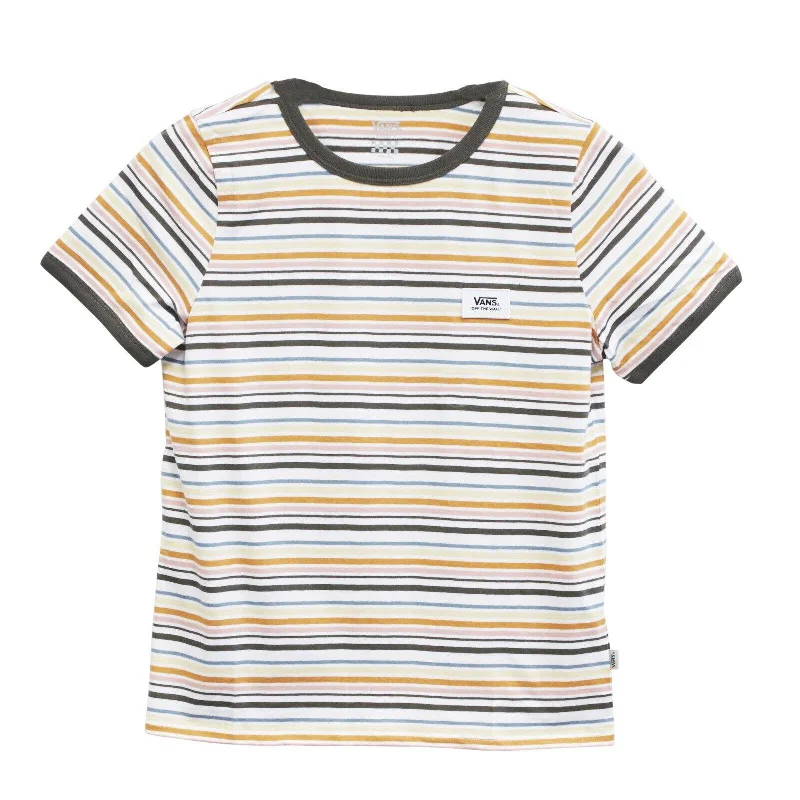 Vans Women's White Striped Pen Pals S/S T-Shirt