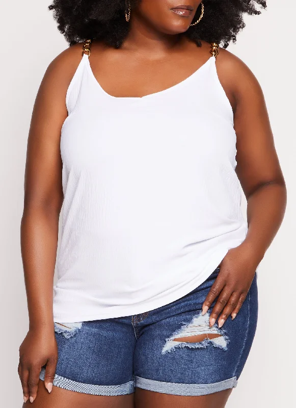 Plus Size Basic Chain Strap Cami