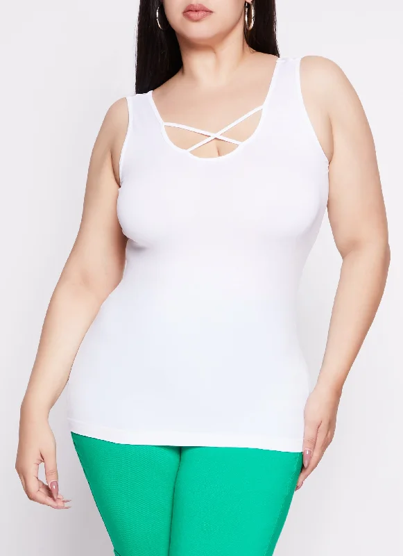 Plus Size Criss Cross Tank Top