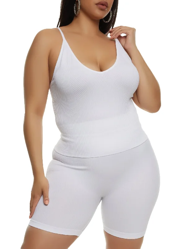 Plus Size Rib Knit Seamless Cami Top