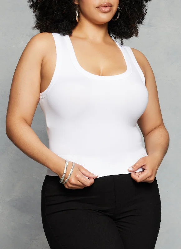 Plus Size Seamless Scoop Neck Tank Top