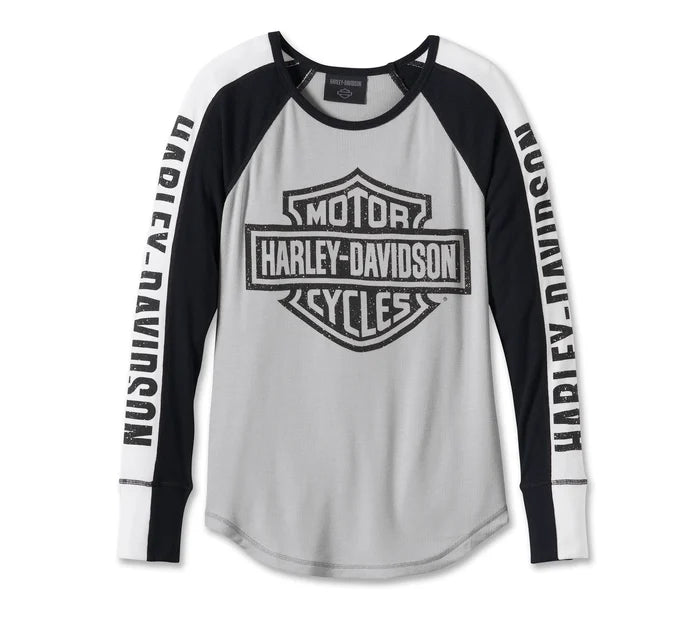 Women's Bar & Shield Raglan Long Sleeve Tee - Colorblocked Grey 96144-24VW