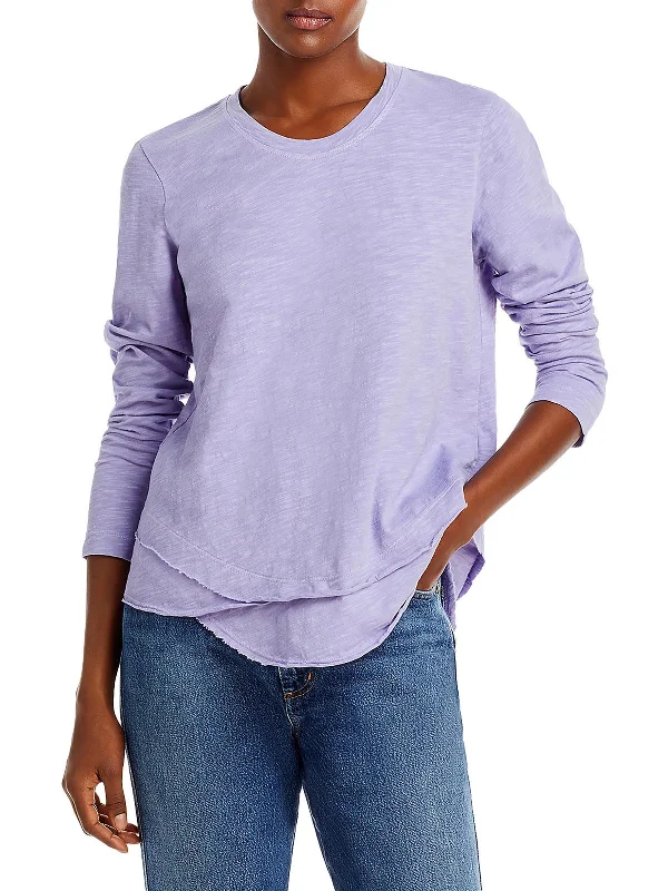 Womens Heathered Mock Layer Pullover Top