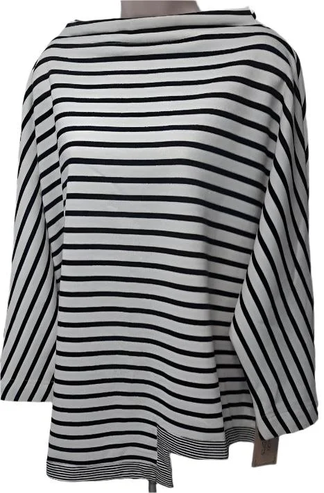 Blouse-Pullover-3/4 Sleeve-Knit-Black/White Stripe-Women's-Fc223229