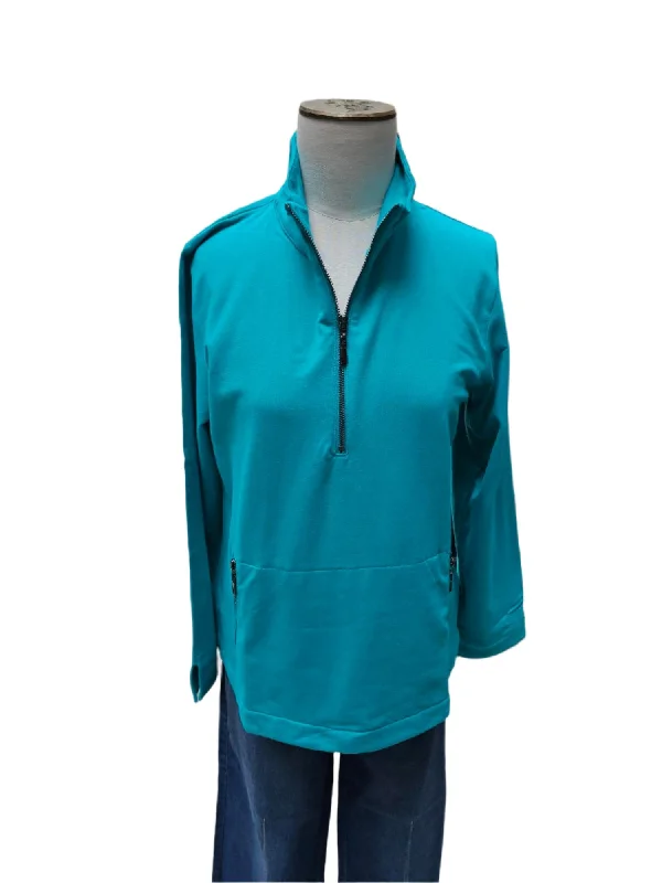 Pullover Zipper Front 2Pocket Long Sleeve Jade Women's 7735jd