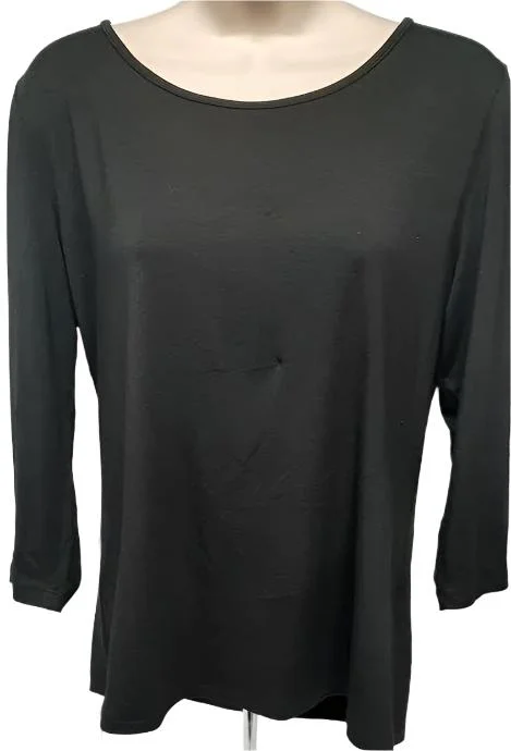 Shirt-Pullover-Black-3/4 Sleeve-Women's-B2200