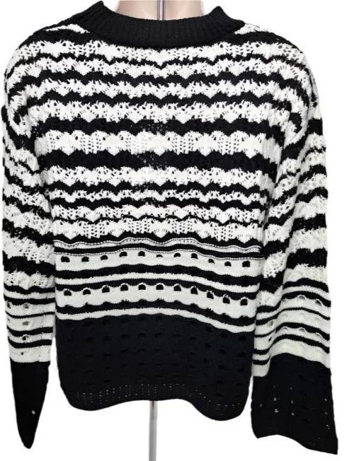 Sweater With Camisole Kaitlyn Knit Pullover Long Sleeve Black/White Women's 1259-266